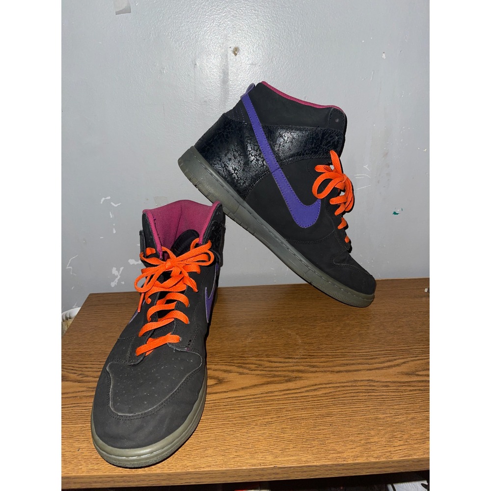 Nike Dunk‎ High Godzilla Size 13 Mens 2012 Black Purple Orange 317982-053 - Picture 8 of 16